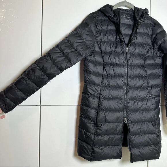 Eddie Bauer Puffer Jacket Women's CirrusLite Down Parka Coat Hood Black Small - Picture 7 of 9